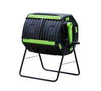 Poubelle à compost d'extérieur de 150 litres, design à double porte, pieds en fer, conteneur de compost rotatif, parfait pour le recyclage des déchets de jardin et le compostage respectueux de