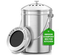 Poubelle à Compost en Acier Inoxydable de qualité supérieure, avec Filtre à Charbon Inclus Utopia Kitchen