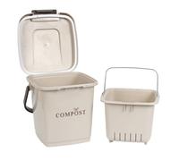 JE CHERCHE UNE IDEE, ME0021, Poubelle à Compost Seau Perfore Et Couvercle, Poubelle 8L de compostage à anse, fermeture à clapet, panier ajouré, Grande capacité de 8L, fermeture sécurisée
