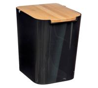 Poubelle à couvercle bambou 5L ""Naturéo"" noir - 5 five simply smart