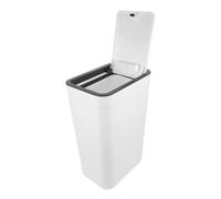 Poubelle à Couvercle en Plastique Blanc 15l, Grand Bac à Ouverture Large