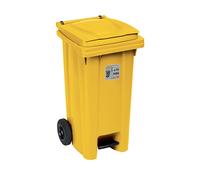 Poubelle À Roues 120 Litres Avec Pédale Jaune Stefanplast