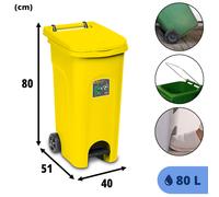 Poubelle À Déchets Pour Collecte Sélective 80L Avec Roues