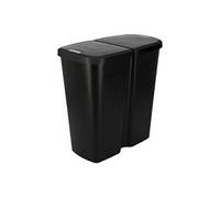 Poubelle à double couvercle Keden Compacta Q DUO 45L Un Compartiment Triage noir