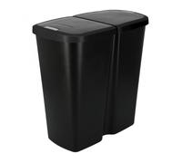 Poubelle à double couvercle Keden Compacta Q DUO 45L Un Compartiment Triage noir