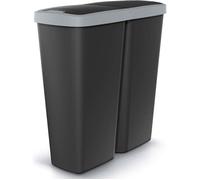 Poubelle à double couvercle Keden Compacta Q DUO 50L Un Compartiment Triage gris clair, noir