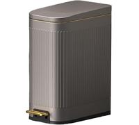Poubelle à Fermeture Douce Poubelle Mince avec Pédale Et Bac Intérieur Amovible, Poubelle à Marche en Acier Inoxydable, Poubelle De Luxe Rétro pour Le Salon, La Cuisine, La, Grey, 7L