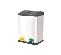 vidaXL Poubelle à Ordures Acier Inoxydable 2x18 L Panier Corbeille à Ordures Acier G