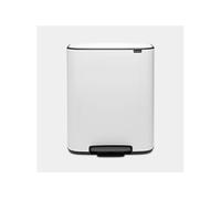 Brabantia Poubelle à pédale Bo – 2 seaux intérieurs, 2 x 30 L – Blanc