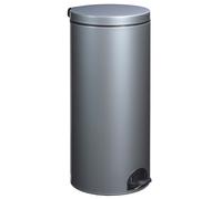 poubelle à pédale 30 l gris métal - élora