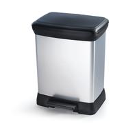 Curver Poubelle à pédale 203278 – Aspect métal en polypropylène 30 L