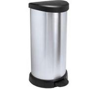 Curver Poubelle à pédale Deco Bin 40 L aspect métal argenté/noir 30,9 x 34,9 x 69,7 cm