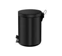 Poubelle métal noir à pédale ronde, 5 litres