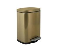 Spirella - Poubelle de Salle de Bain à Pédale en INOX Akira - Fermeture Douce Easy-Close, Revêtement Anti Trace de Doigts - 21,4 x 17,6 x 30 cm - 5L - Or Brossé