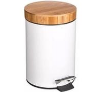 Poubelle à pédale, Bambou / Métal, 3 L - Blanc Blanc G