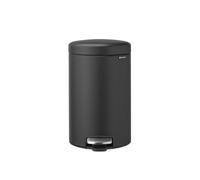 Poubelle à pédale Brabantia NewIcon 12 L | Couvercle anti-odeurs silencieux et bac en plastique | Poubelle compacte antidérapante pour cuisine, bureau, salle de bain ou chambre | Mineral Infinite Grey