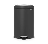 Poubelle à pédale Brabantia NewIcon 20 L | Couvercle anti-odeurs silencieux et bac en plastique | Poubelle compacte antidérapante pour cuisine, bureau, salle de bain ou chambre | Mineral Infinite Grey