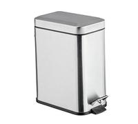 Poubelle à pédale carrée pour salle de bain en acier inox 5 litres mat WENKO