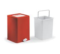 Poubelle à pédale carrée rouge 18 L Gilac