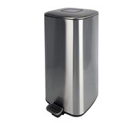 Poubelle à pédale cube Hailo 32 L, inox brossé.