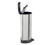 Curver Poubelle à pédale Deco Bin 40 L aspect métal argenté/noir 30,9 x 34,9 x 69,7 cm