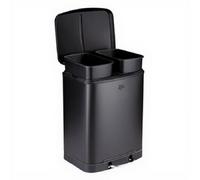 Dirt Devil Poubelle de course 2 x 12 L - Poubelle à 2 compartiments - Système de tri des déchets - Poubelle à fermeture souple - Poubelle intérieure amovible - Acier inoxydable - 36,9 x 34,3 x 50,3 cm - Noir, 1 paquet