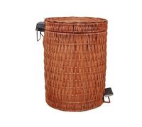 Poubelle à pédale en rotin avec Couvercle, Double Couche, sans Contact(Brown,8L)