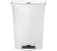Rubbermaid Poubelle à pédale frontale large 90 L blanche Plastique 90637 x 813 mm
