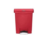 Poubelle à pédale frontale Rubbermaid Slim Jim rouge 30L