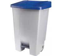 Poubelle à pédale grise/bleue, capacité : 80 litres