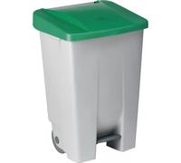 Poubelle à pédale grise/verte, capacité : 80 litres