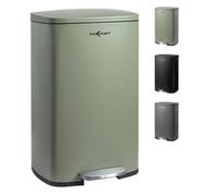Poubelle à pédale - MAXCRAFT - avec Couvercle 50 litres en Vert - Acier - Seau Intérieur et Couvercle Fermeture en Douceur