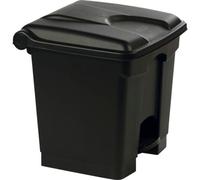 Poubelle à pédale, plastique, noir, 30 litres