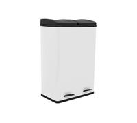Poubelle à Pédale Recyclage 2 en 1 Blanc 60L Métallique à Double Compartiment Blanc