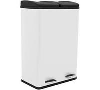 Poubelle à Pédale Recyclage 2 en 1 Blanc 60L Métallique à Double Compartiment Blanc