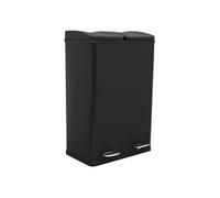 Poubelle à Pédale Recyclage 2 en 1 Noire 60L Métallique Poubelle de Cuisine à Double Compartiment 2 x 30L Poubelle Double Eco Larg