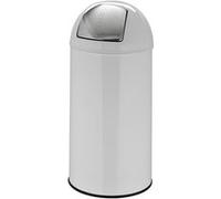 hjh OFFICE 741006 Petite Poubelle Push Blanche 35L Collecteur de déchets rétro avec clapet à Poussoir