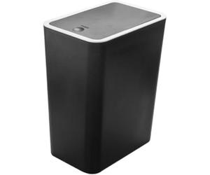 Poubelle à pression en plastique avec couvercle, capacité 15 L, adaptée à la maison et au bureau (Noir)