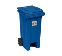 Poubelle À Roues 120 Litres Avec Pédale Bleue Stefanplast