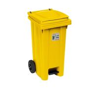Poubelle À Roues 120 Litres Avec Pédale Jaune Stefanplast