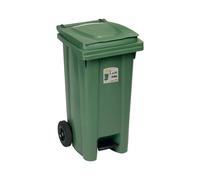 Poubelle À Roues 120 Litres Avec Pédale Verte Stefanplast