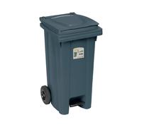 Poubelle À Roulettes 120 Litres Avec Pédale Grise Stefanplast