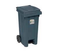 Poubelle À Roulettes 120 Litres Avec Pédale Grise Stefanplast