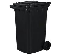 Poubelle à roulettes 240 L avec roues en caoutchouc couvercle à 2 poignées polyéthylène HDPE noir
