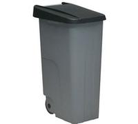 Poubelle à Roulettes Denox Noir Gris 110 L