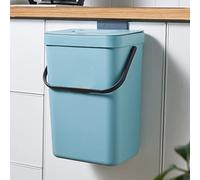 Poubelle à suspendre avec couvercle, poubelle de cuisine en plastique de 7 L à suspendre pour porte d'armoire, cuisine sous évier, poubelle murale pour cuisine, salle de bain (bleu)