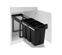 Poubelle amovible de cuisine fermeture en douceur 36 L Noir G