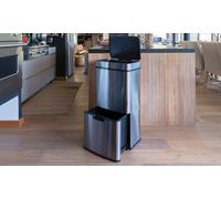 Poubelle De Cuisine Automatique Tri Sélectif Double Compartiment 75l NARVIK En Acier Inox Recyclage Grande Capacité Et Poubelle De Table 3l