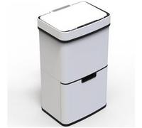 Kitchen Move Poubelle de cuisine automatique NARVIK 75 L – Tri sélectif double, blanc + poubelle 3 L