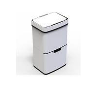 Kitchen Move Poubelle de cuisine automatique NARVIK 75 L – Tri sélectif double, blanc + poubelle 3 L